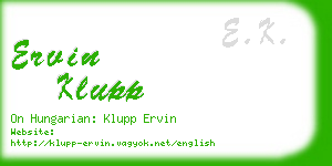 ervin klupp business card